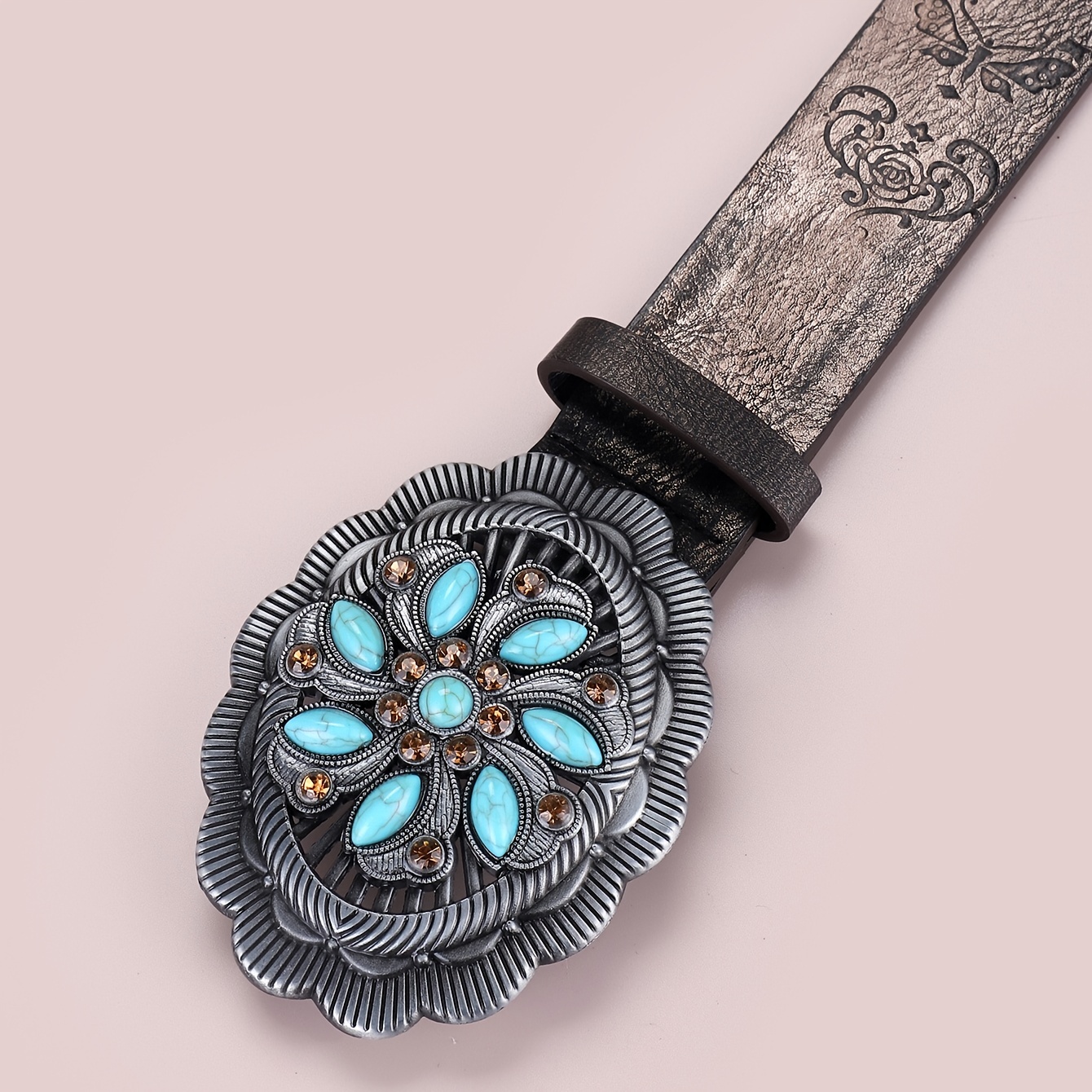 Women Leather Belts With Turquoise Ladies Vintage Western Design