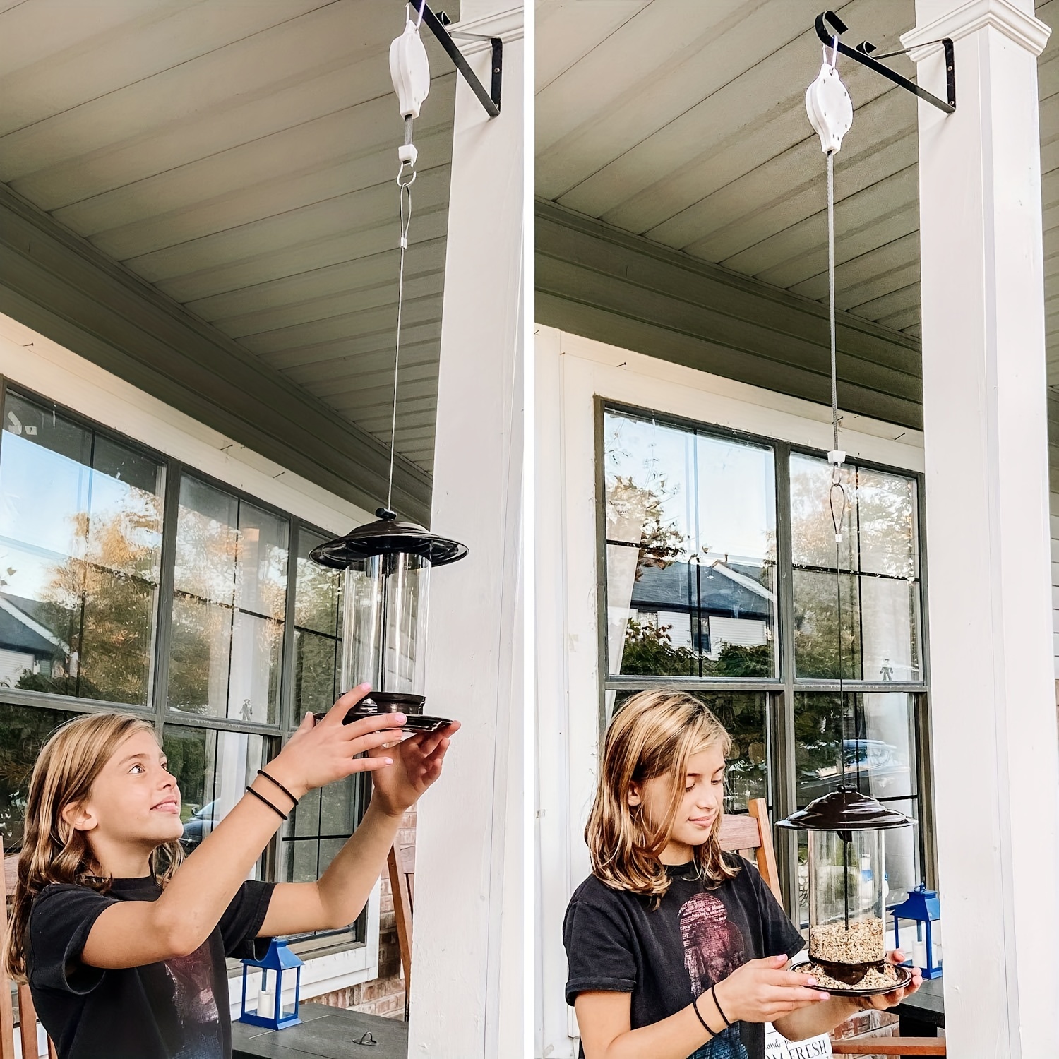 Upgraded Retractable Plant Hanger,Plant Pulleys for Hanging Plants,Easy to  Raise and Lower,Auto Lock,Heavy Duty,Adjustable Hook for Garden Baskets