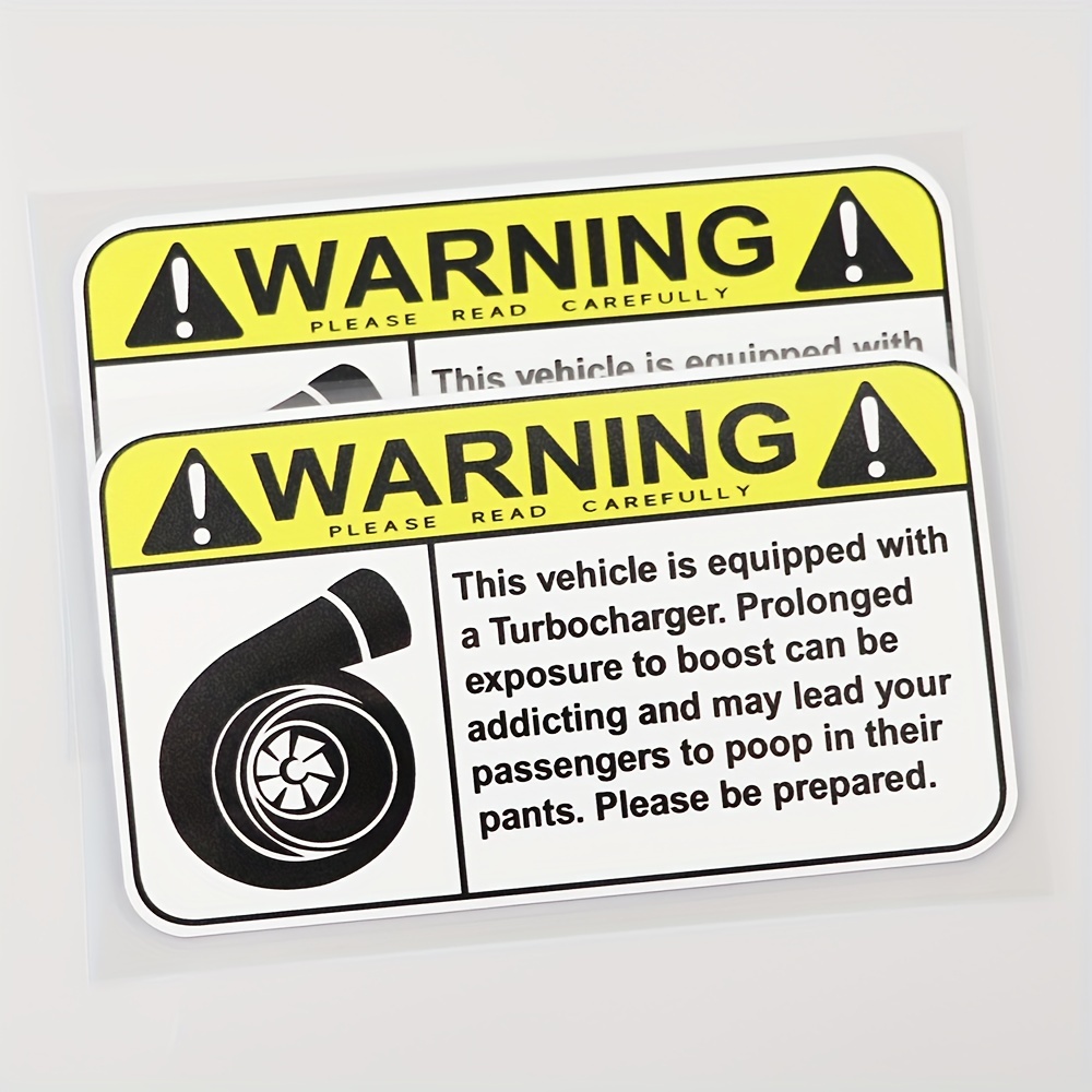 Car Sticker Funny Warning Sign Turbo Decal Pvc - Temu