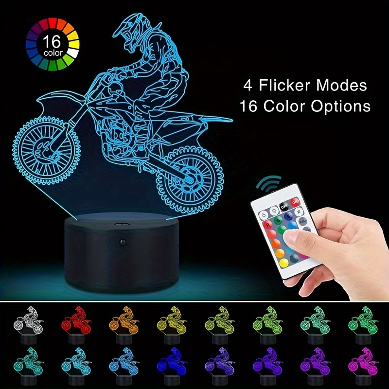 Creative 3d Night Light Cracked Colorful Motocross - Temu