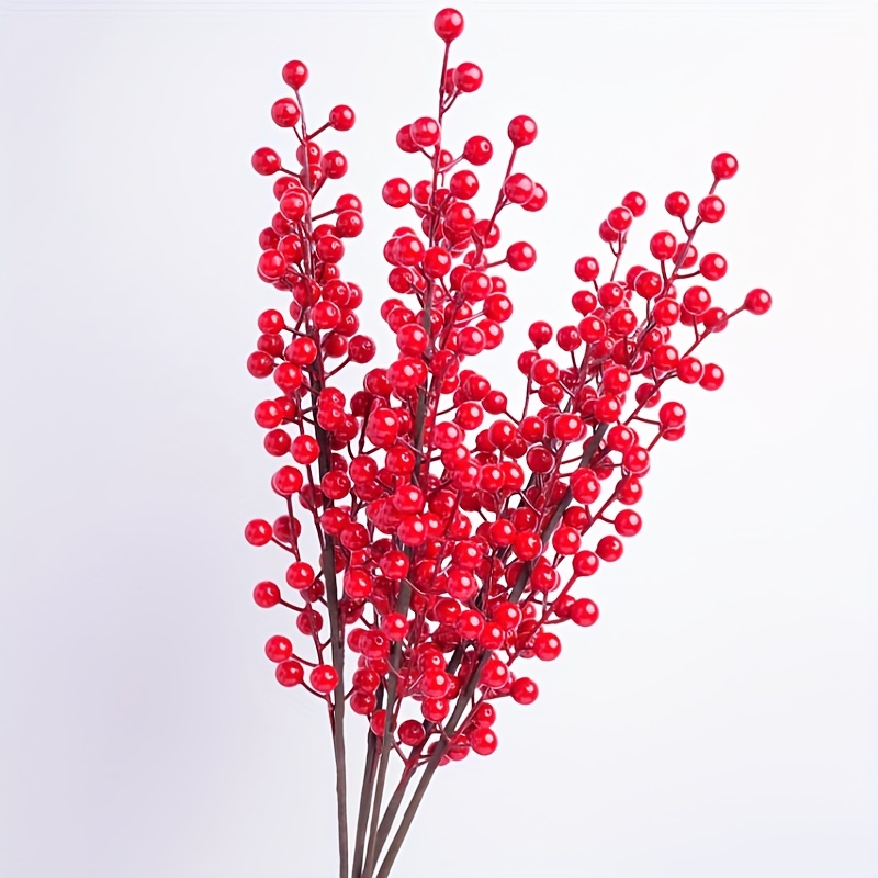 Artificial Red Berry Stems Christmas Holly Berry Branches - Temu