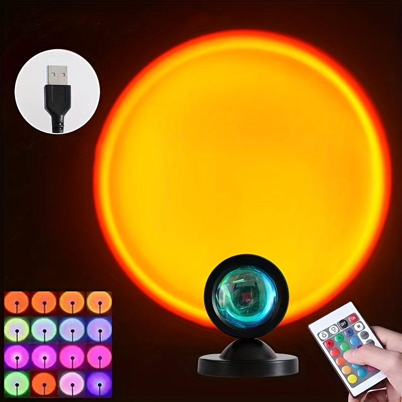 badgeRemote Control RGB Sunset Lamp Projector 16 Colors Changing