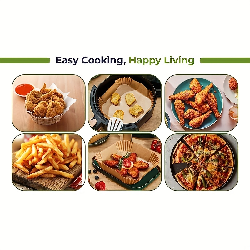 MUOOMU Air Fryer Disposable Paper Liners Square, Non-Stick Parchment Paper, Air  Fryer Accessories, Oil Proof