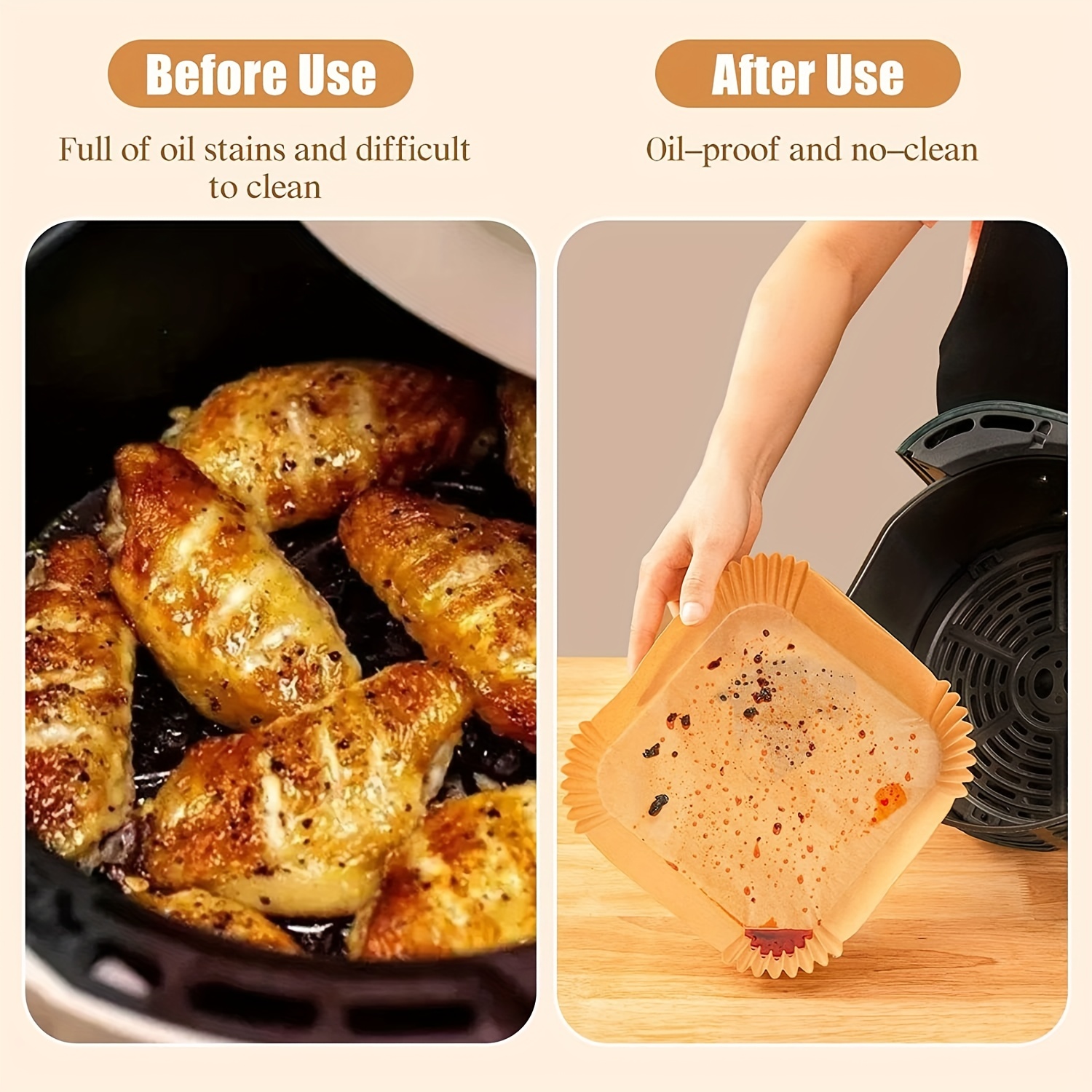 Air Fryer Disposable Paper Liners - Food Grade Non-stick Parchment Paper,  7.9In Upgrade Oil-proof for Air Frying, Baking, Roasting Microwave