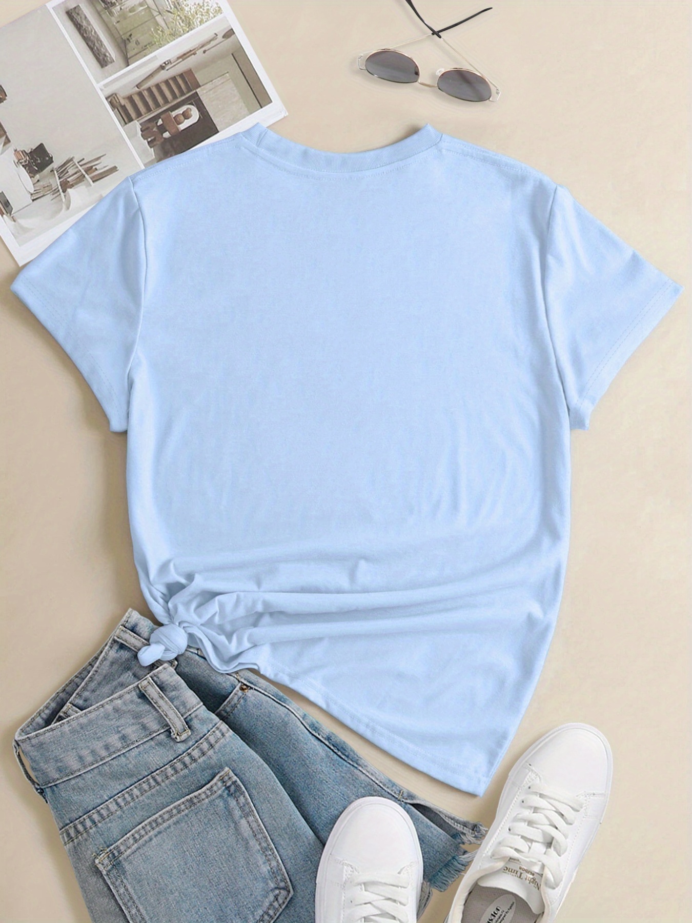 Summer Tops for Women 2023 Trendy Basic Loose T Shirts Solid Color Short  Sleeve Casual Graphic Tee Women's Tops Tunic, Blue, Small : :  Clothing, Shoes & Accessories