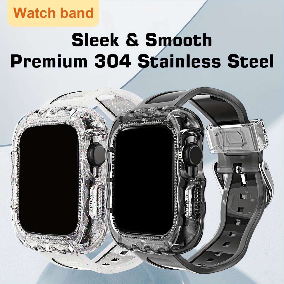 Men&women's Transparent Wave Design Smart Watch Band, Suitable For Watch  Band, Suitable For Iwatch Series Ultra/se/8/7/6/5/4/3/2/1 (without Watch) -  Temu Denmark