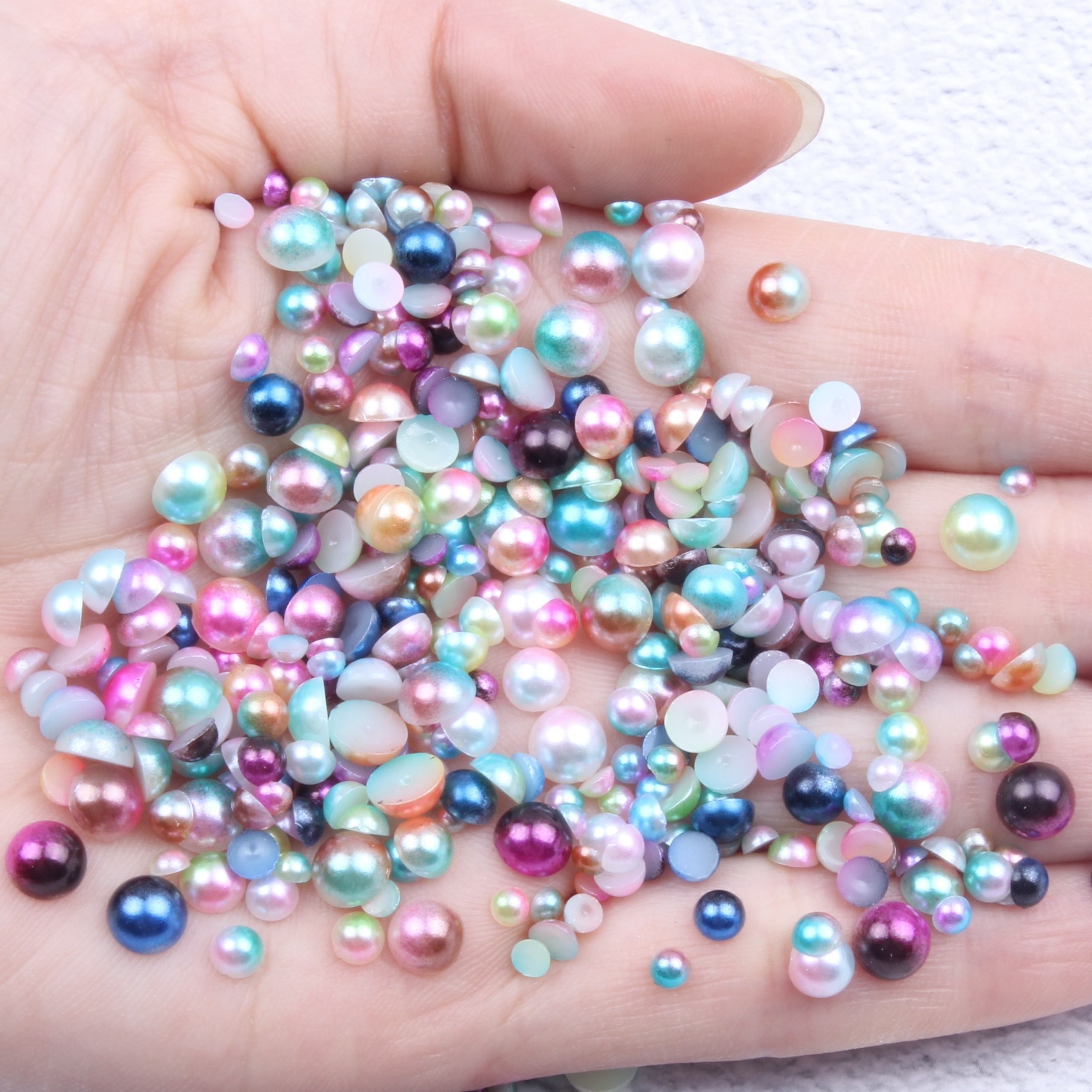Flat Back Pearls 7mm Mixed Color in Storage Box - 500 pieces
