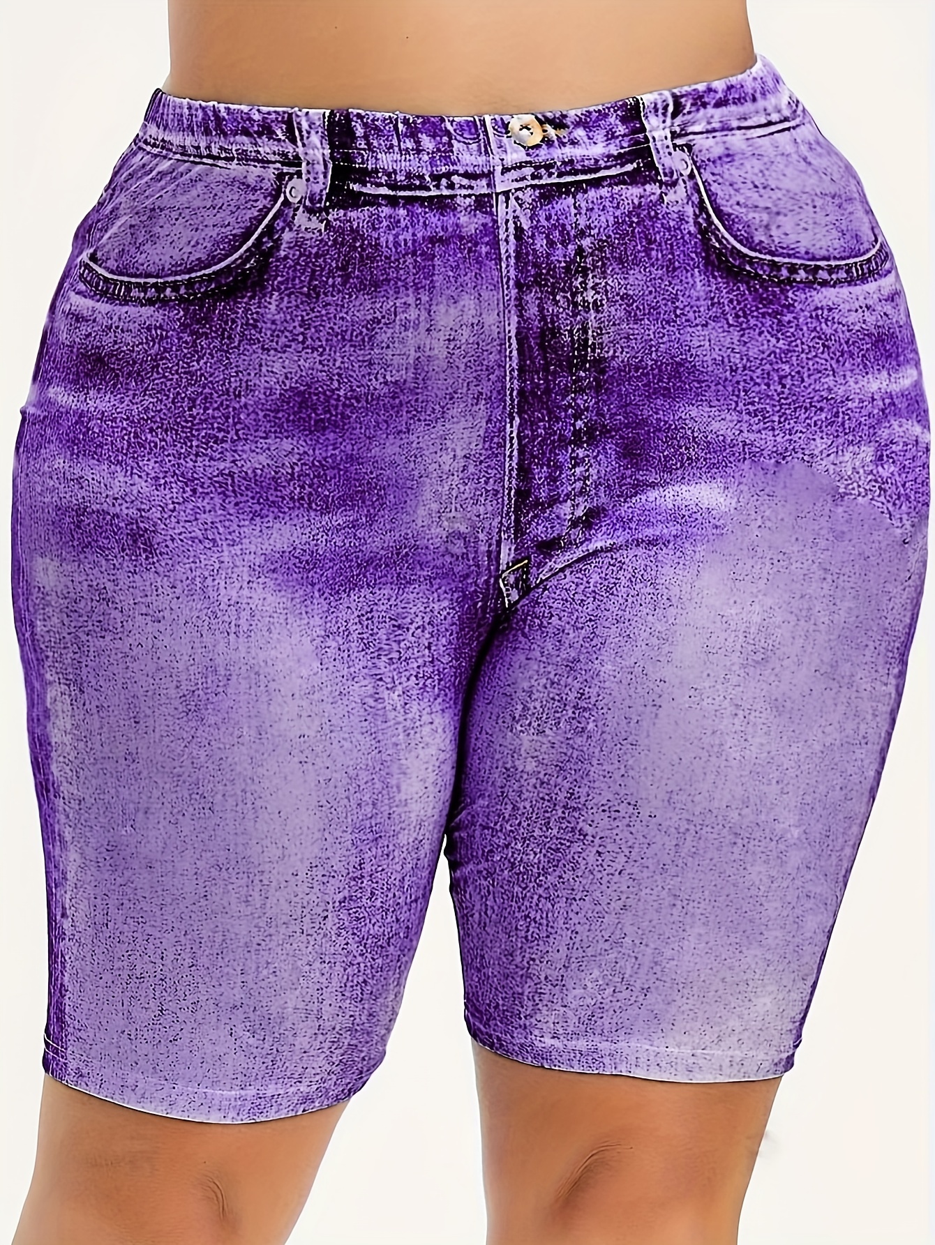 Gradient Denim Yoga Sports Shorts For Women