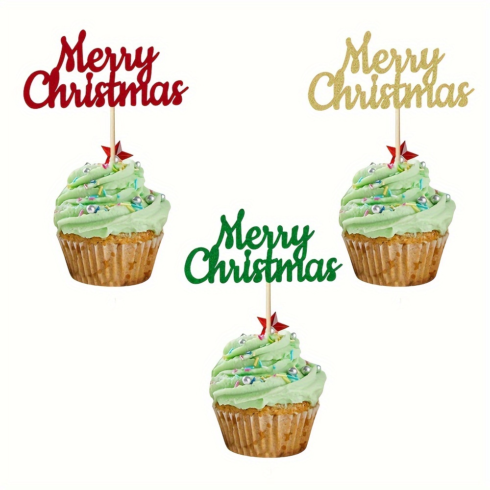 Christmas Party Decorations With Cupcakes For Christmas Party Decoration  Merry Christmas Baking Decor Supplies - Temu