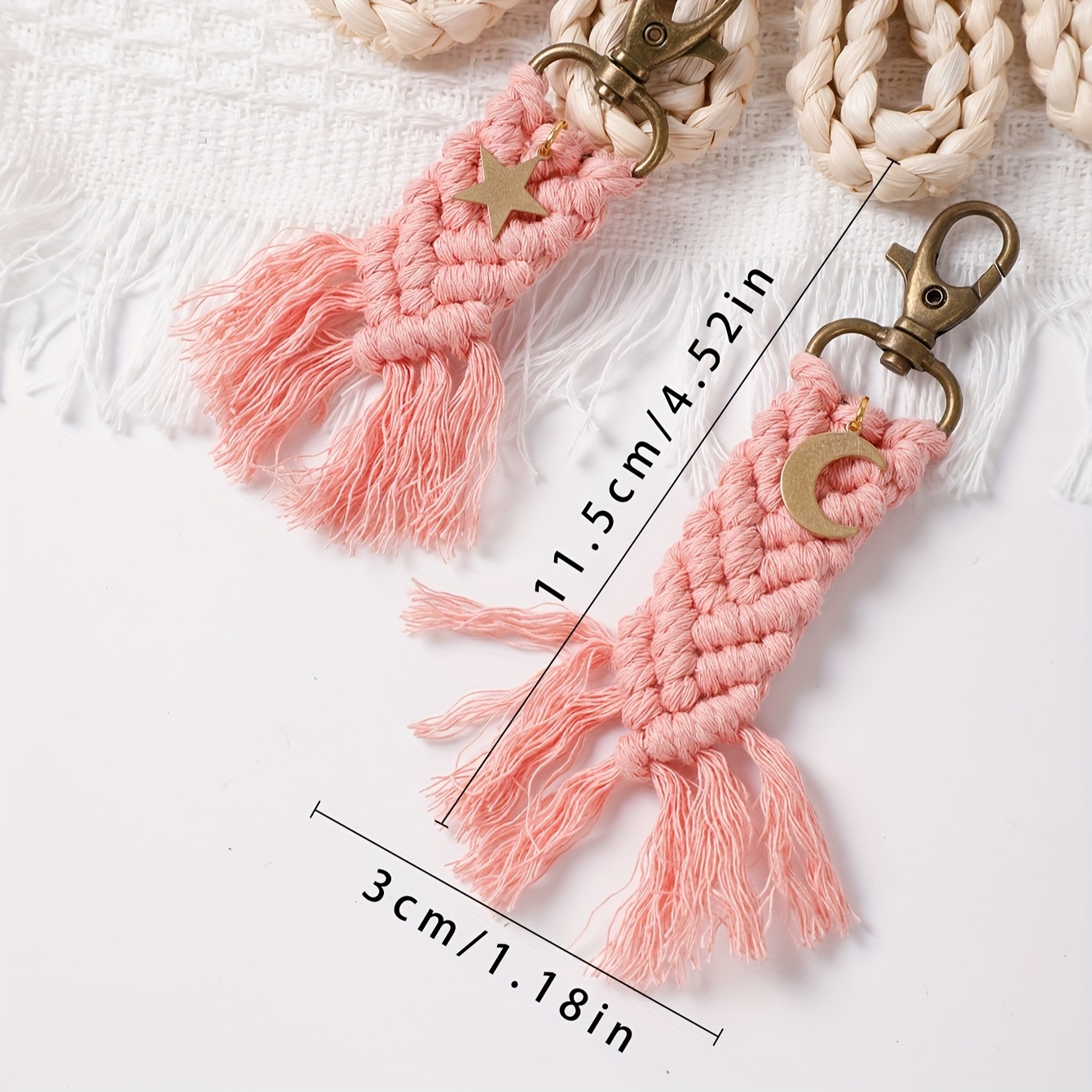 Boho Macrame Keychain Cute Braided Key Chain Ring Purse Bag - Temu