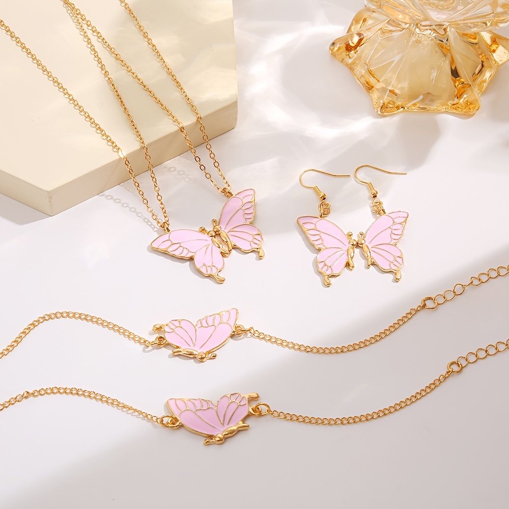 Taqqpue Necklaces for Women Teen Girls,Jewelry Set Butterfly Necklace +  Earrings + Anklet Personality Creative Wonderful Gift Jewelry Valentine's  Day
