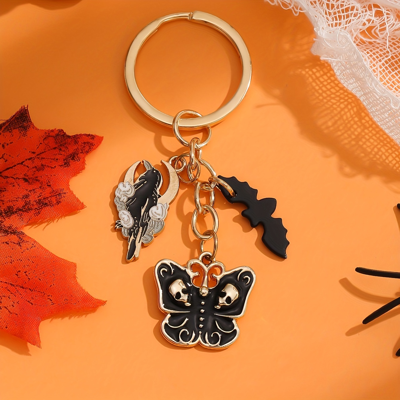 1 Stück Halloween Horror Totenkopf Schmetterling Schlüsselanhänger