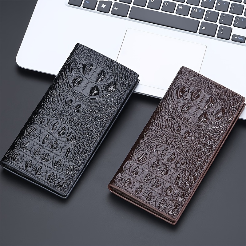 Men's Crocodile-print Multi-card Wallet - Temu