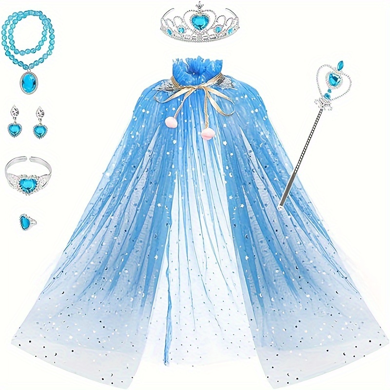 Tacobear Mantello Principessa Bambina Costume Principessa con 7pz Accessori  Corona Principessa Tiara Bacchetta Magica Costume Halloween Carnevale