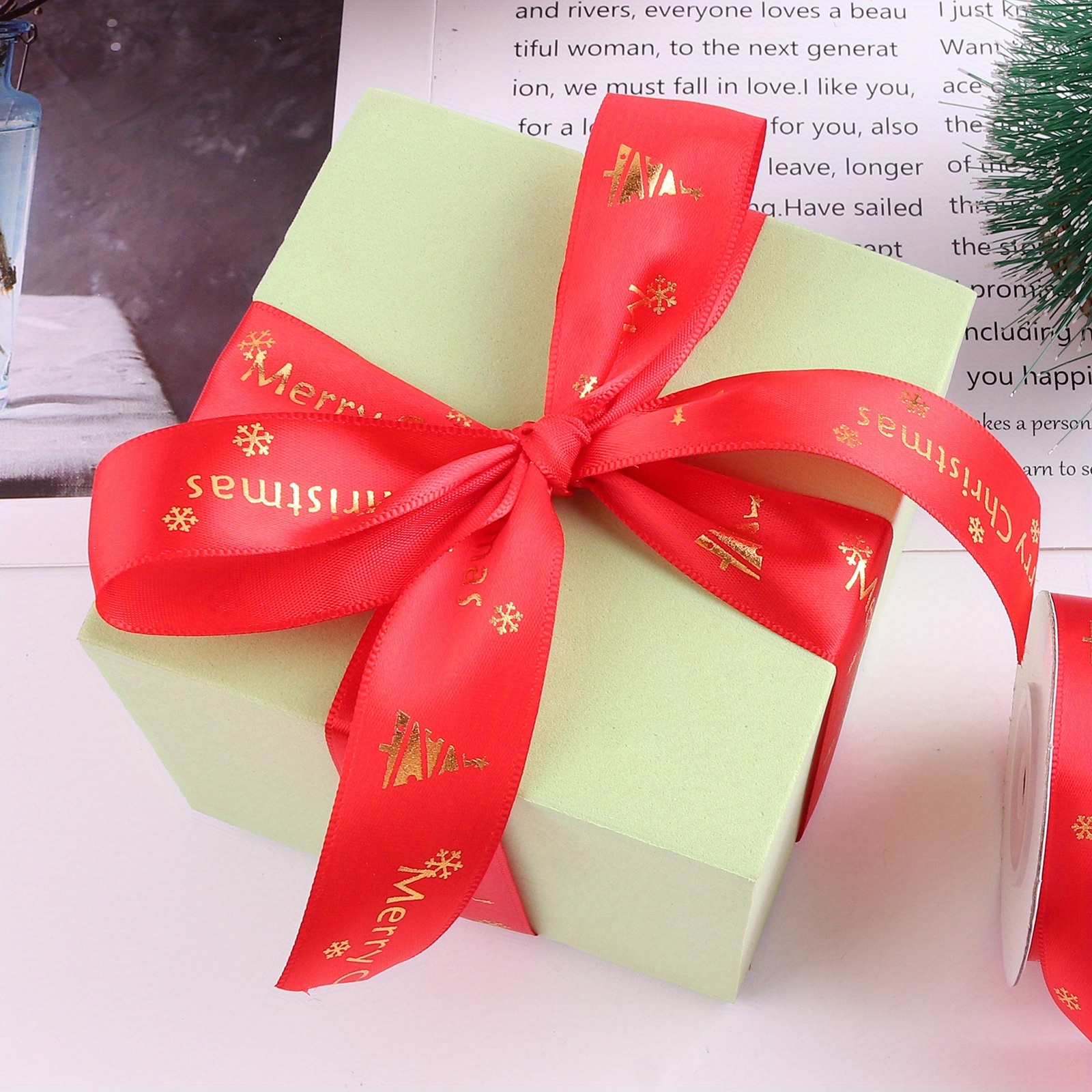 1 Roll Silk Satin Ribbon Wedding Decoration Party Gift Wrap Accessories  Packing Material Diy Bow Craft Decor Christmas Decor Supplies - Home &  Kitchen - Temu