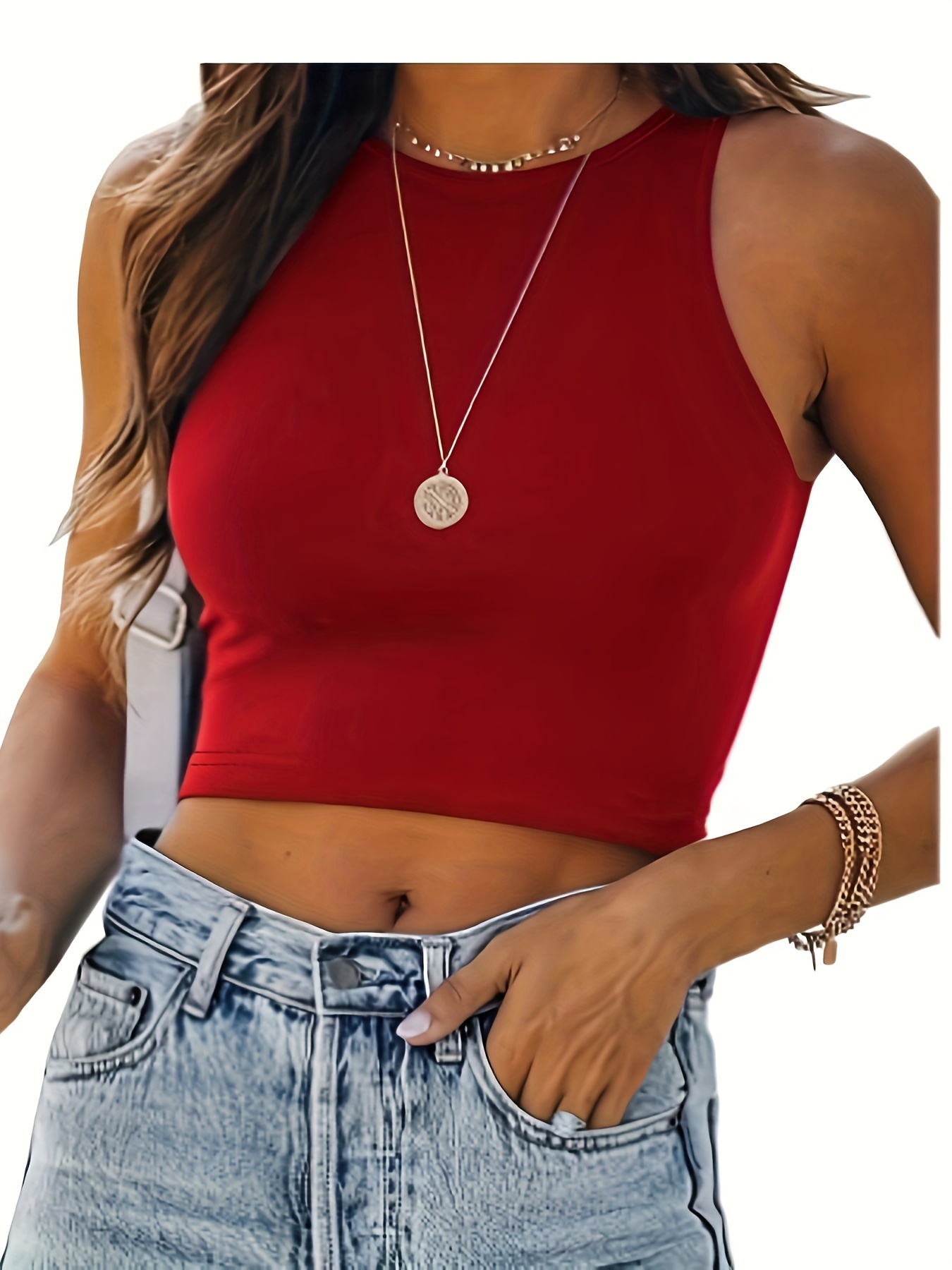 Cute Solid Loose Cami Top, Spaghetti Straps Casual Every Day Top For Summer  & Spring, Women's Clothing