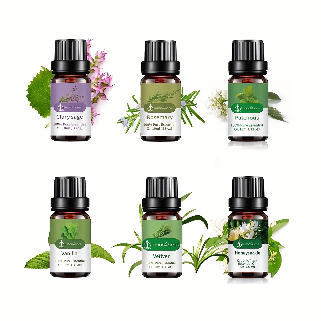 6Pcs 10ml Floral Essential Oils Gift Set Aromatherapy Diffuser