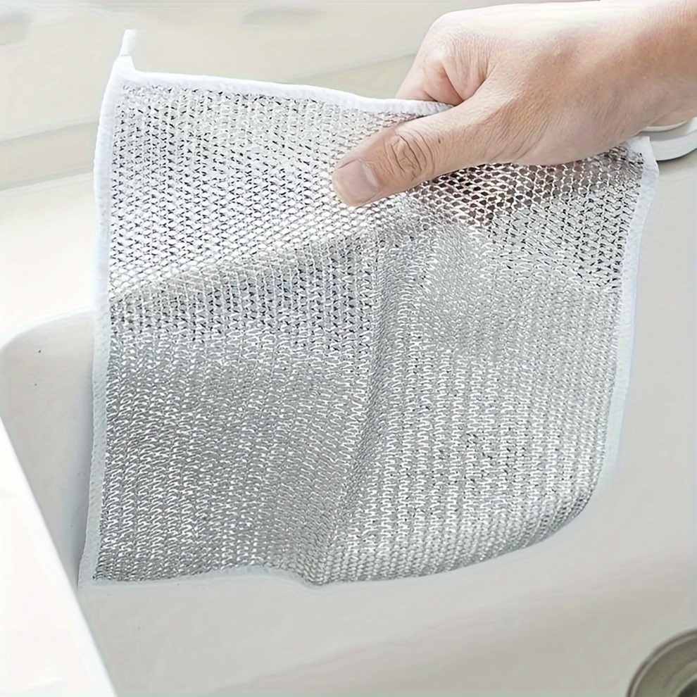 Kitchen Cleaning Cloth Reusable Steel Wire Cleaning Rag Non Stick Oil  Dishcloth for Pans Stove Rust Removal Clean Tools