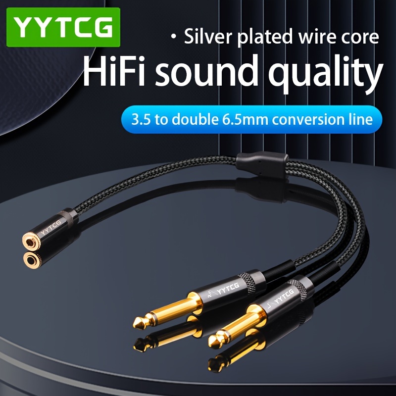 Yytcg To Dual Adapter Jack Audio Aux Cable Double 6.35 Jack To Stereo Jack  Aux Cord Female To Male - Temu