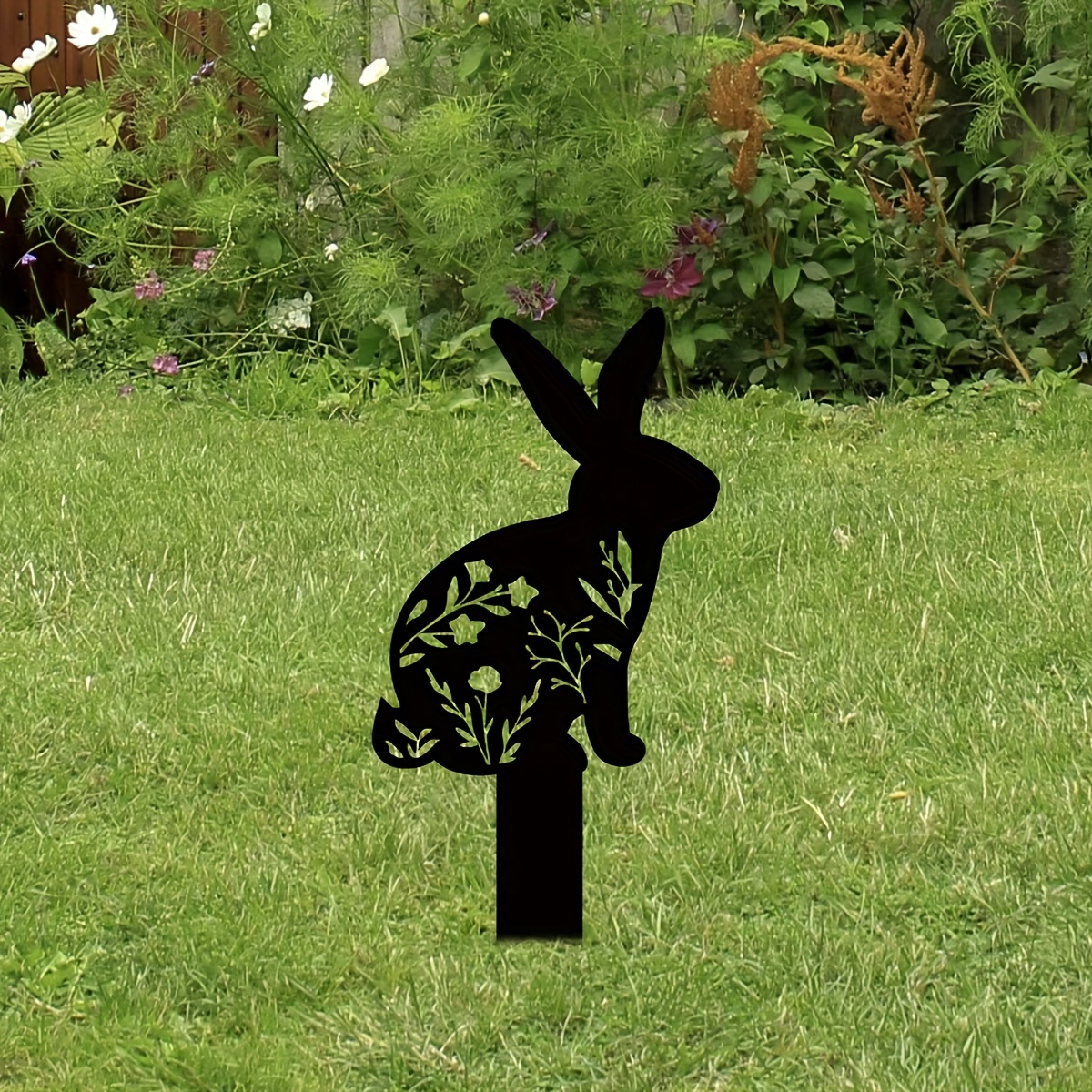 4 Pieces Outdoor Bunny Silhouette Stake Acrylic Decorative Cottage Holiday