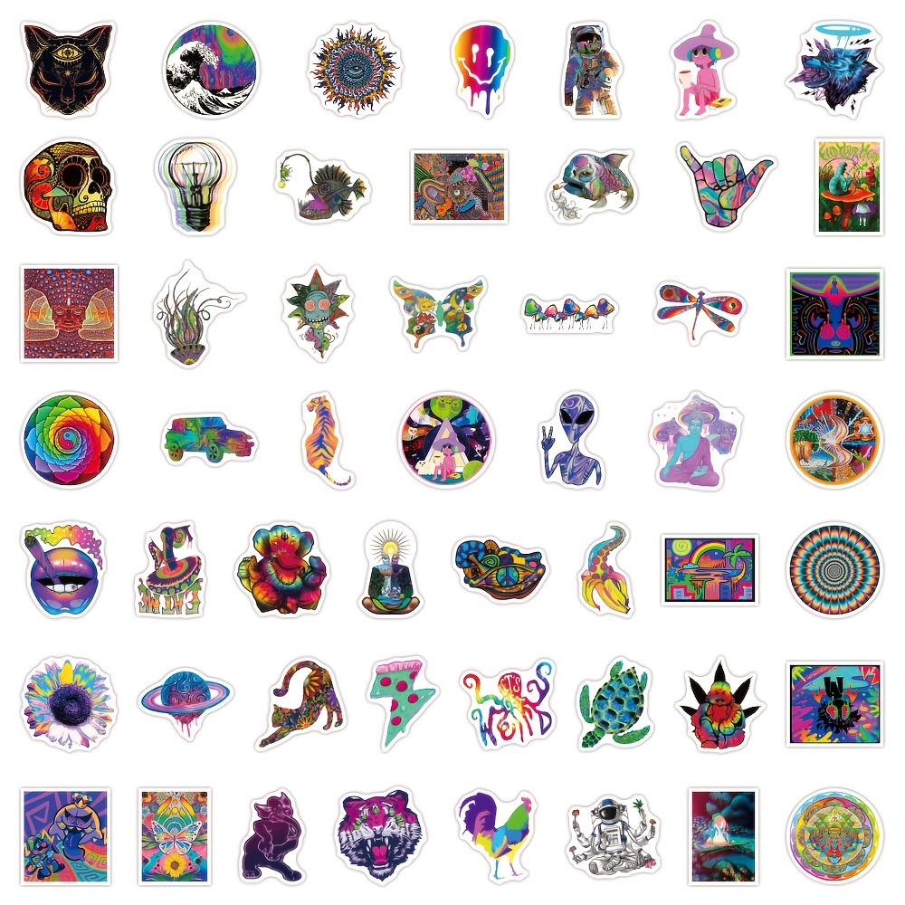 Trippy Stickers 100 PCS Psychedelic Stickers for Adults,Trippy Accessories  Stickers,Hippie Sticker Packs for Adults,Laptop Water Bottle Car Cup