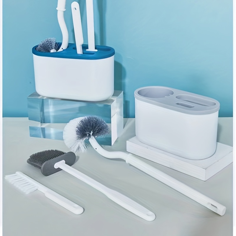 Easy Handy Toilet Brush, Silicone Toilet Brush and Holder, Wall Mounted  Toilet Brush Holder, Automatic Toilet Brush, No-Slip Long Handled Wall  Mount