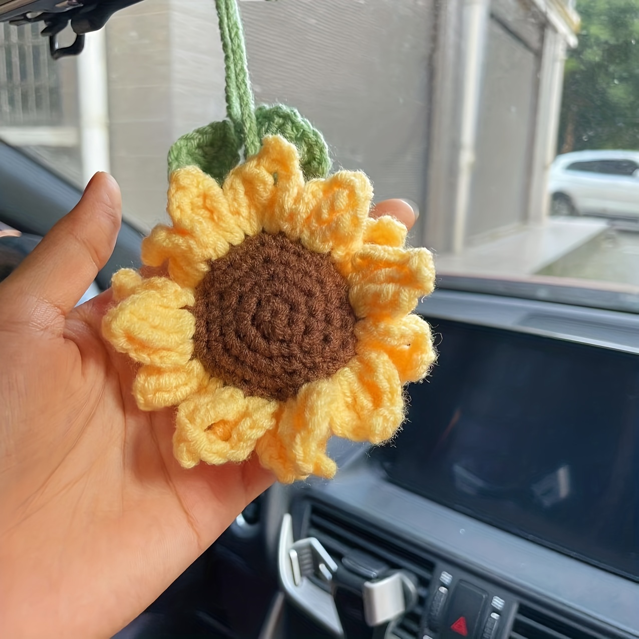 Crochet Rose Car Hanging, Cute Car Accessories for Woman, Car