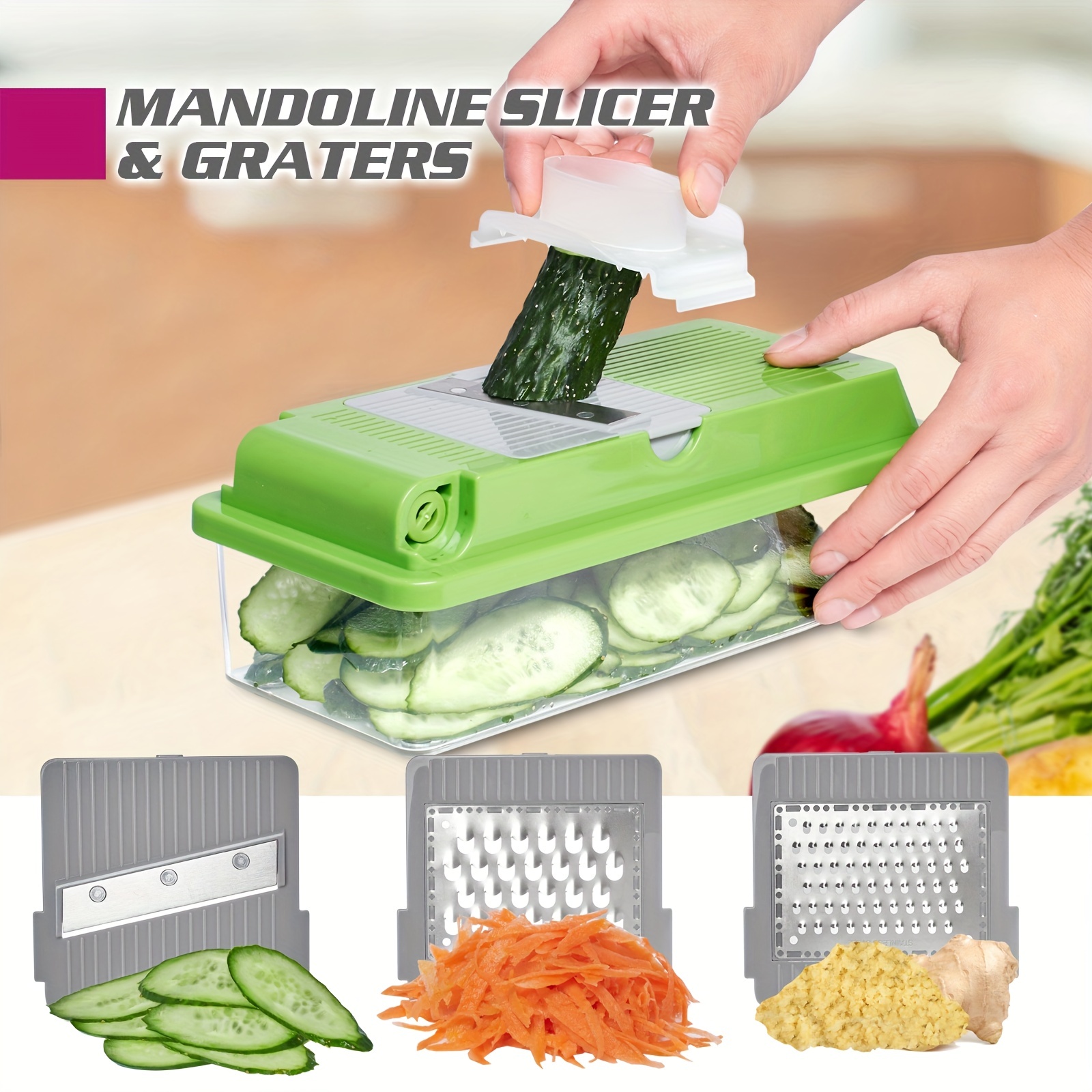 Vegetable Chopper Mandoline Slicer With Big Container Spiralizer Vegetable  Slicer Dicer Potato Carrot Grater Kitchen Accessories
