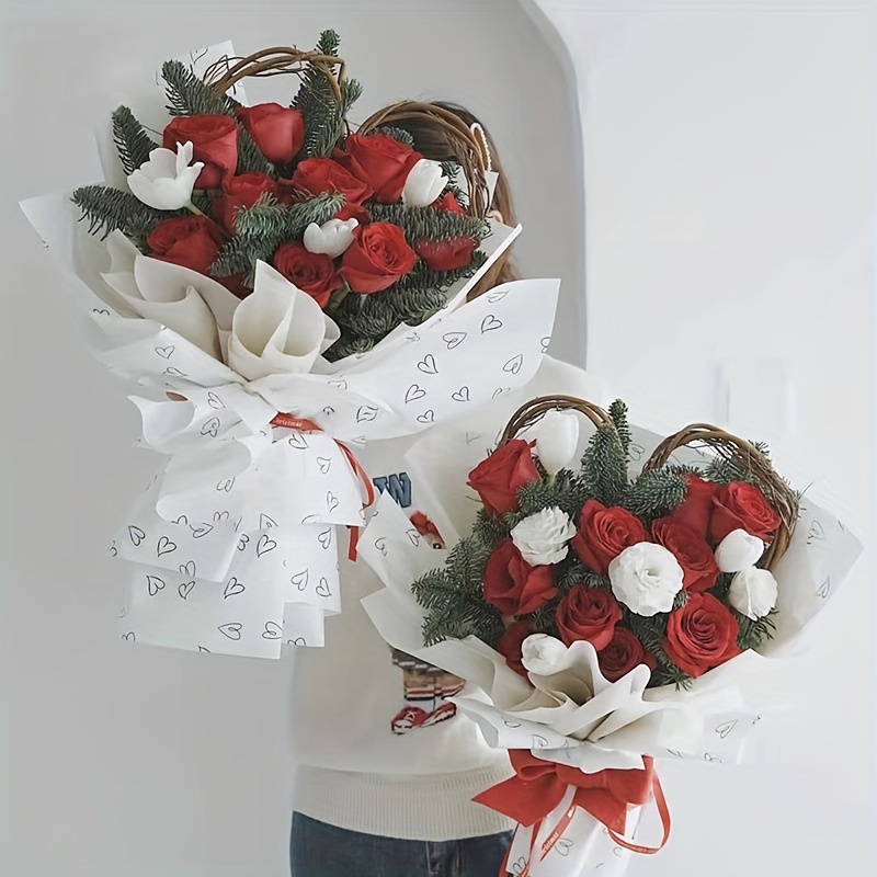  Rollos de papel para envolver flores blancas coreanas florales  suministros de papel de regalo impermeables flores frescas embalaje de  regalo Marterials (color 1) : Salud y Hogar