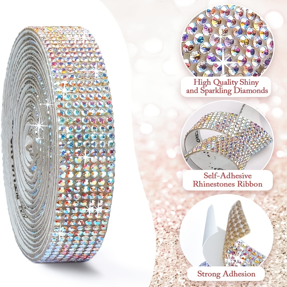 8 Rolls Self Adhesive Rhinestone Ribbon for Wedding Bling DIY Rhinestone  Strips for Gift Wrap Gold Rhinestone Tape Diamond Ribbon Gem Strips Crystal
