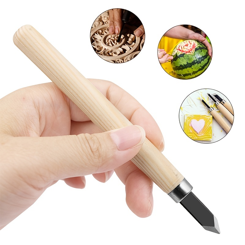 Wood Carving Tool, 4pcs Rubber Stamp Carving Knife Manual Sharpener for DIY  Art Craft Carpentry Beginners Amateur (Number Two)