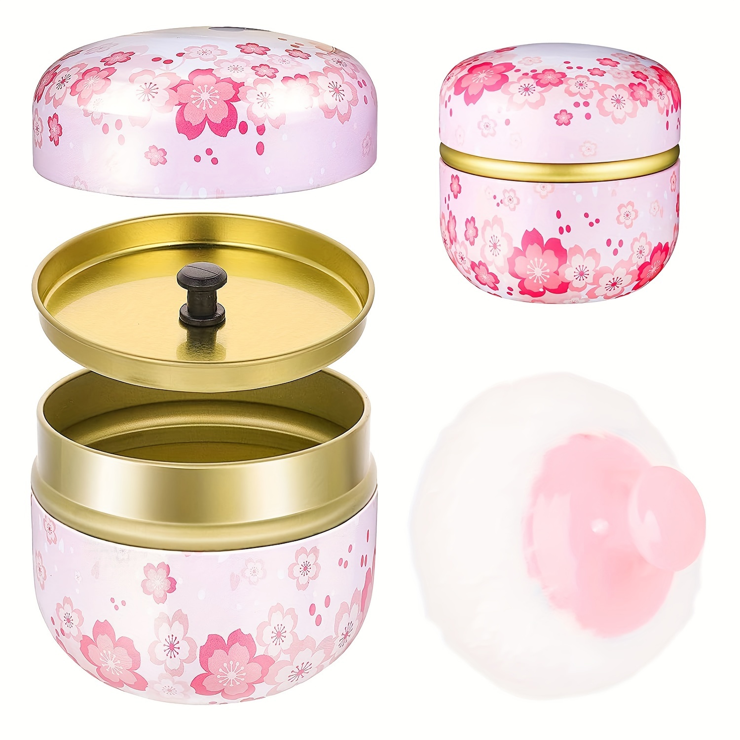 2 Pieces Body Powder Puff and Container, Soft Powder Puffs and 2 Pieces  Spoon Loose Powder Tea Container Case Dusting Powder Boxes for Baby Women  Home