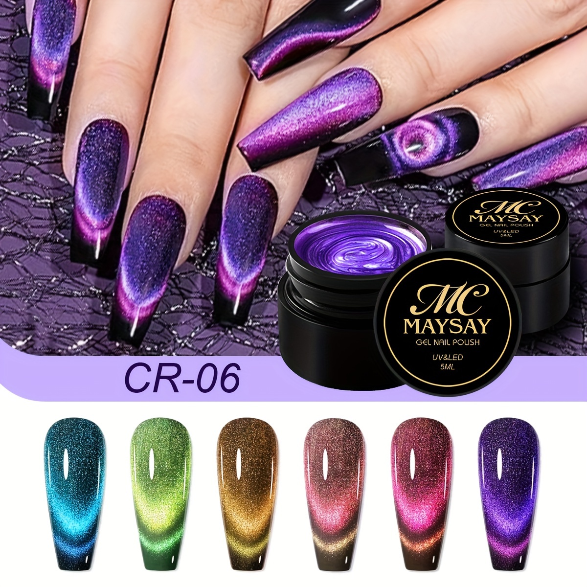 BLUESKY Magnetic Nail Polish 5D Cat Eye Gel Nail Polish, Galaxy Glitter  Magic Shiny Effect, Light