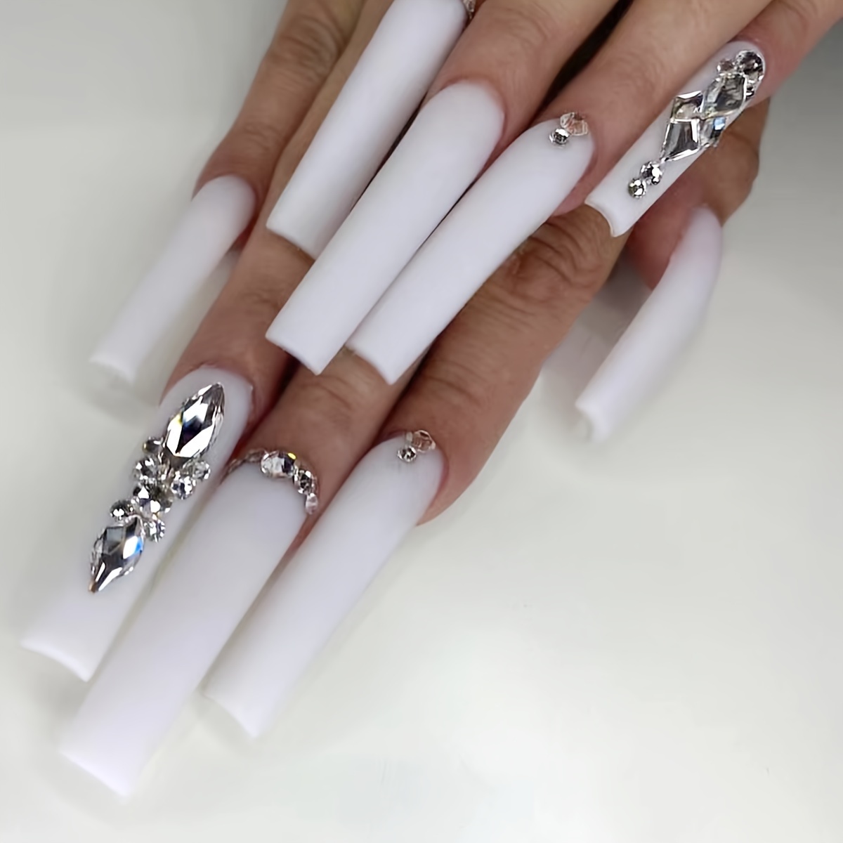 Glossy Long Square Fake Nails Coffin Press On Nails With - Temu