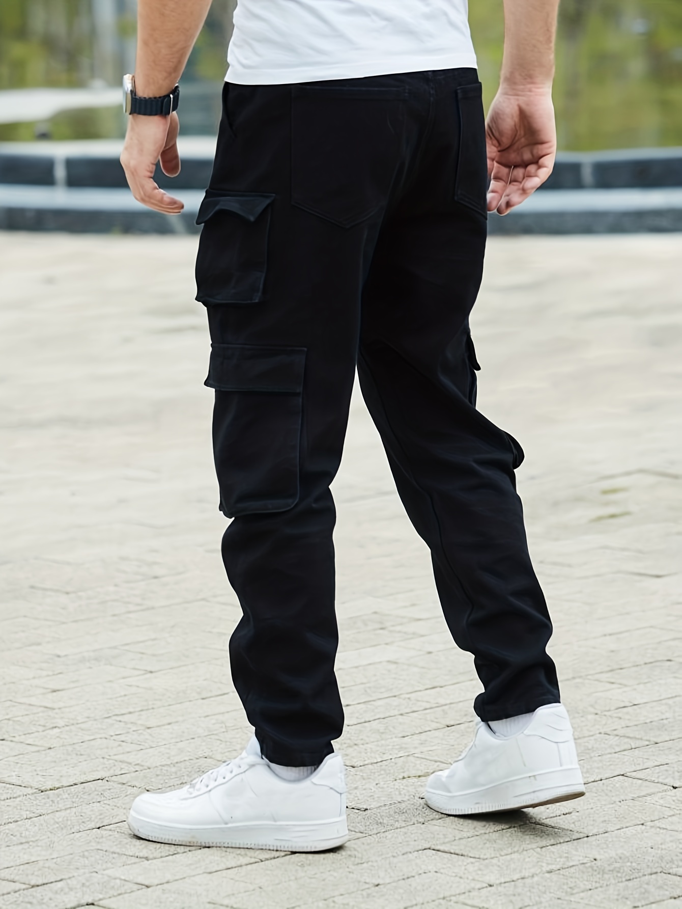 Loose Fit Multi Pocket Jeans, Men's Casual Street Style Denim Cargo Pants