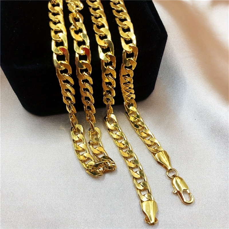 Trendy Golden Stainless Steel Necklace Men's Simple Thin Neck Chain Jewelry, Jewels,Temu