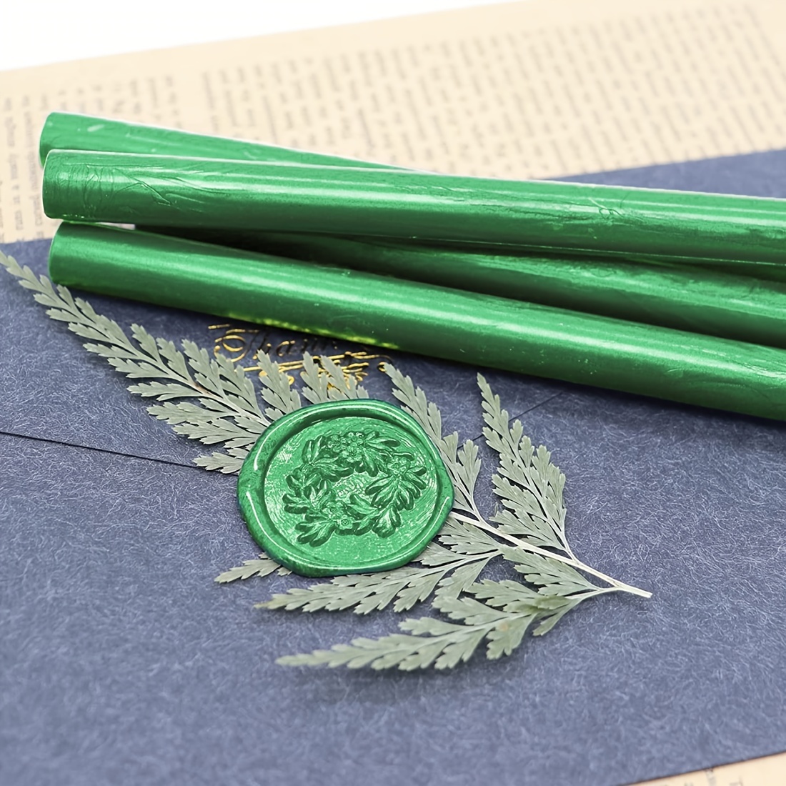 10pcs Sealing Wax Sticks Multicolor Small Round Stamp Tools For Diy  Invitations Cards Envelopespine Green