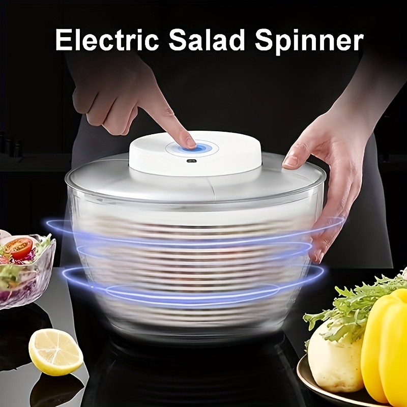 Electric Salad Spinner - USB , Quick Drying Fruit Spinner with Bowl