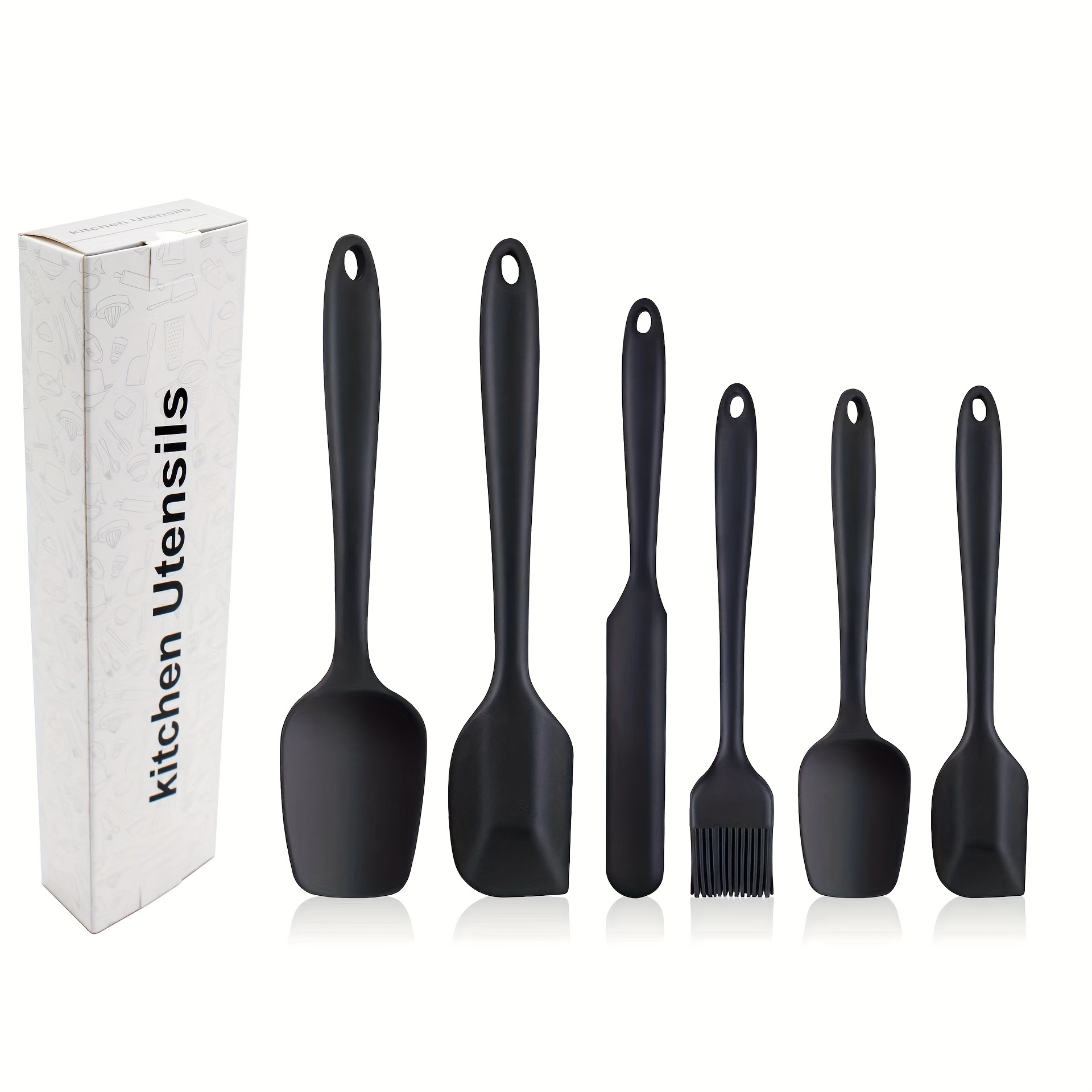  Spatulas Set of 6, Food Grade Silicone Spatulas, Rubber  Spatulas Heat Resistant, Seamless One Piece Design, Stainless Steel Core, Kitchen  Utensils Nonstick for for Cooking, Baking and Mixing (Black): Home 