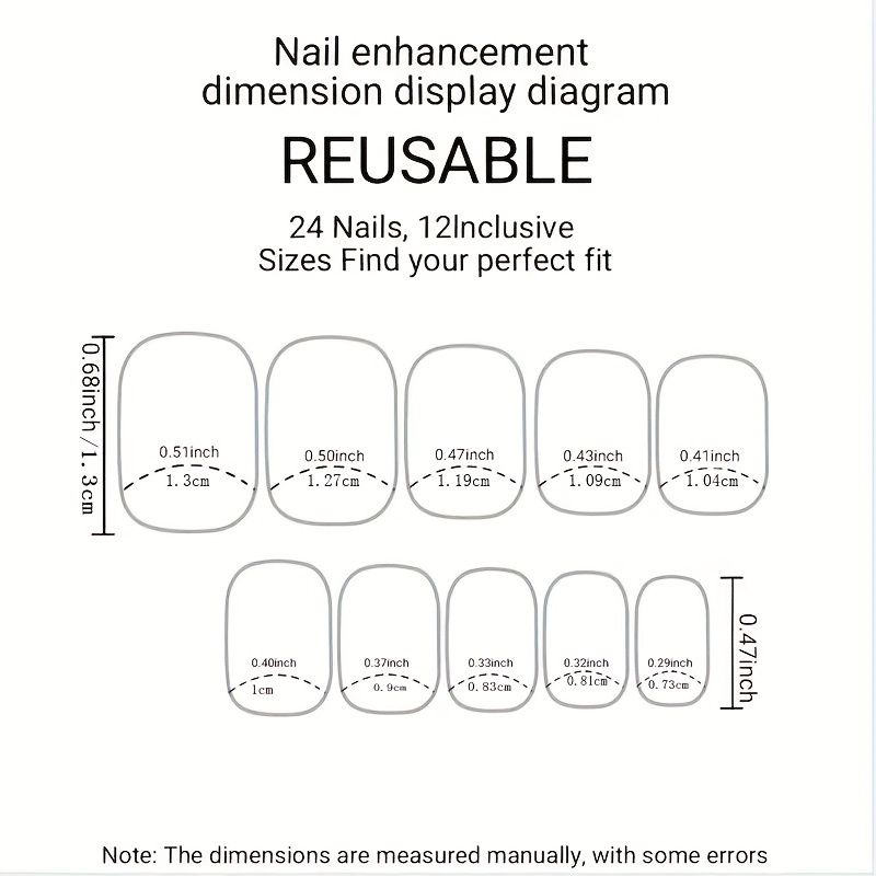 Rhinestone Press On Nails Medium Length Set