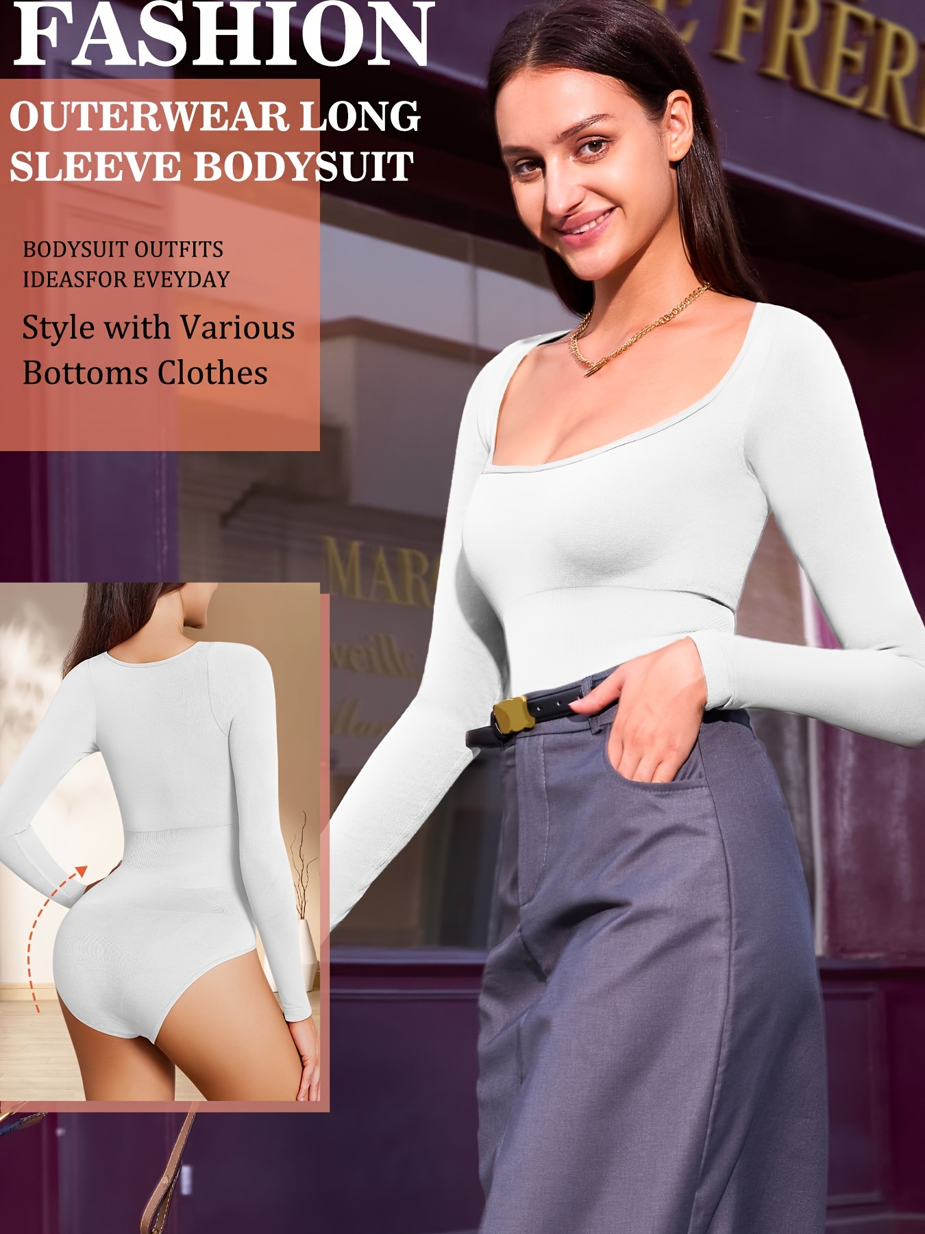 Seamless Solid Shaping Bodysuit Long Sleeve Tummy Control - Temu