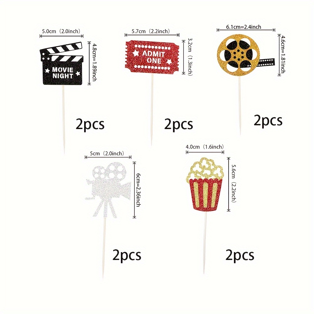 Movie Night Theme Cup Cake Topper for Decoration