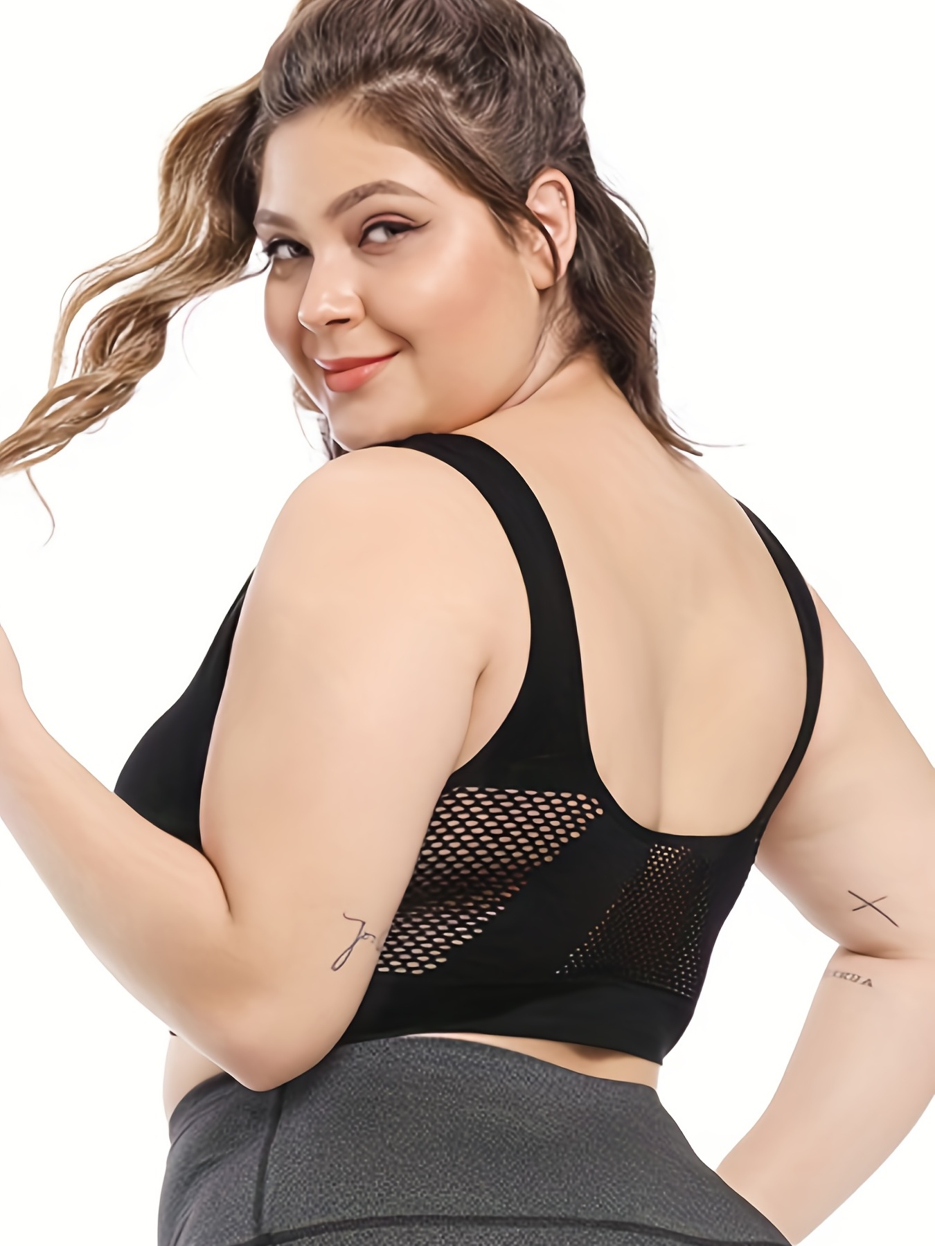 6 Pack Plus Size Sports Bra Set Women's Plus Solid Basic Yoga Bra Six Piece Set