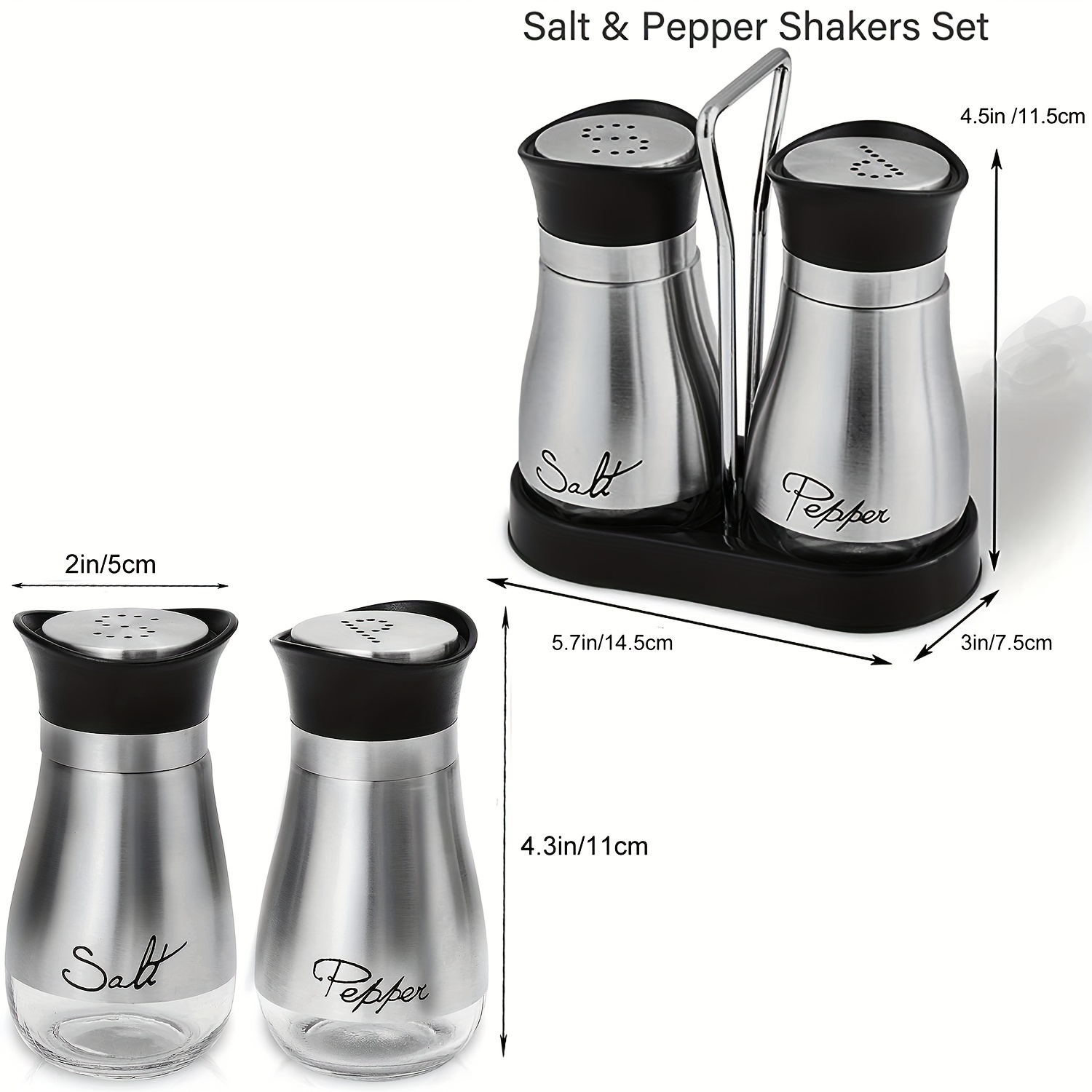 Salt And Pepper Shakers Black And White Spice Set - Temu