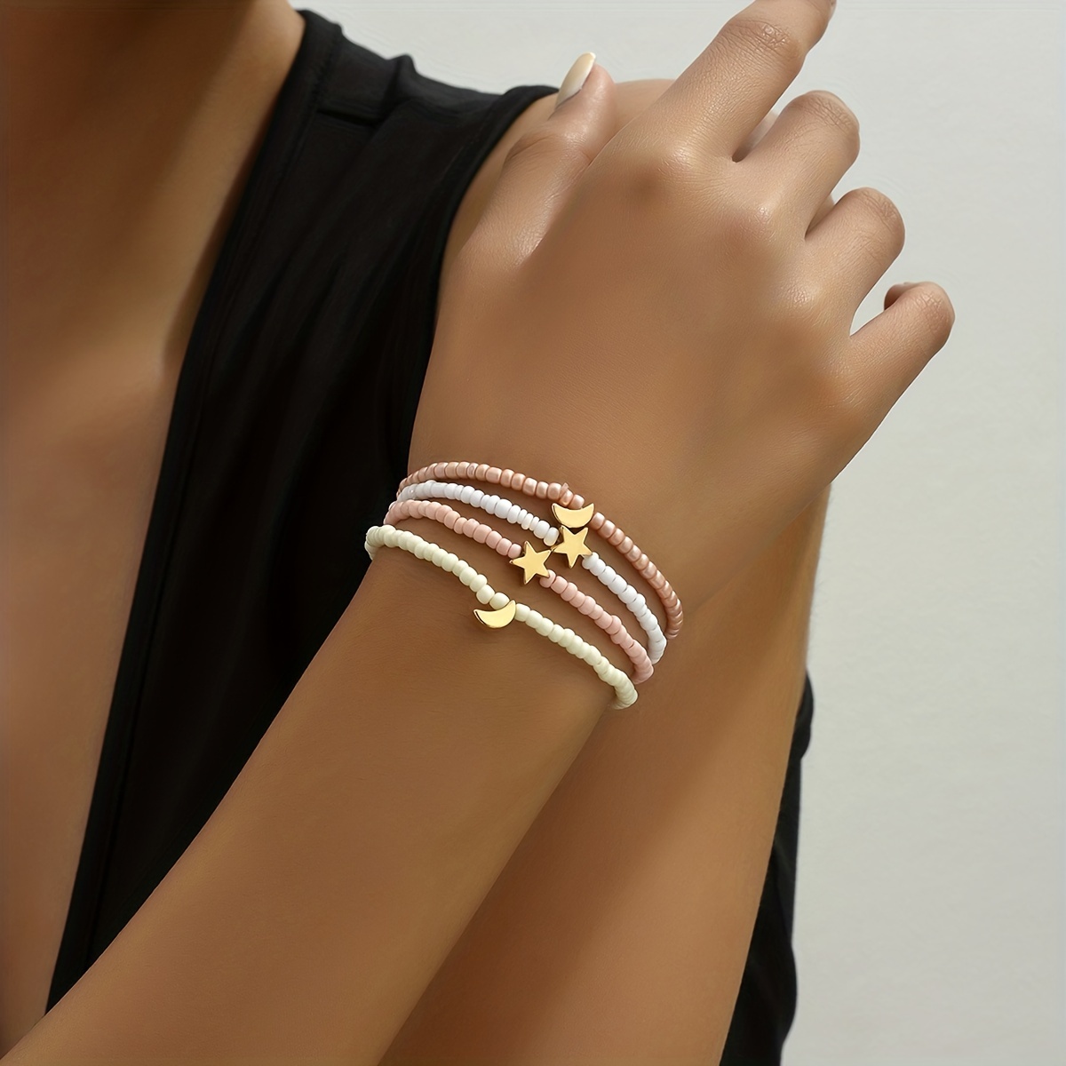 Coquette Style Beaded Bracelet Elegant Y2K Style Hand Accessories Inlaid Shiny Rhinestone,Temu
