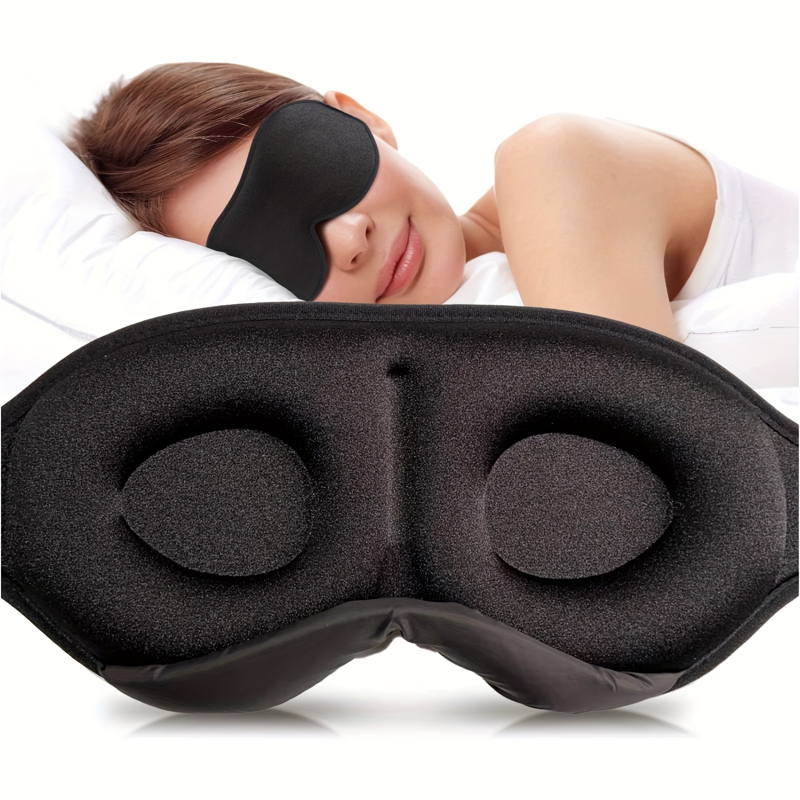 Antifaz para dormir, antifaz contorneado 3D para hombres y mujeres,  extensión de pestañas, 100% bloqueo ligero para dormir y vendar los ojos,  correa