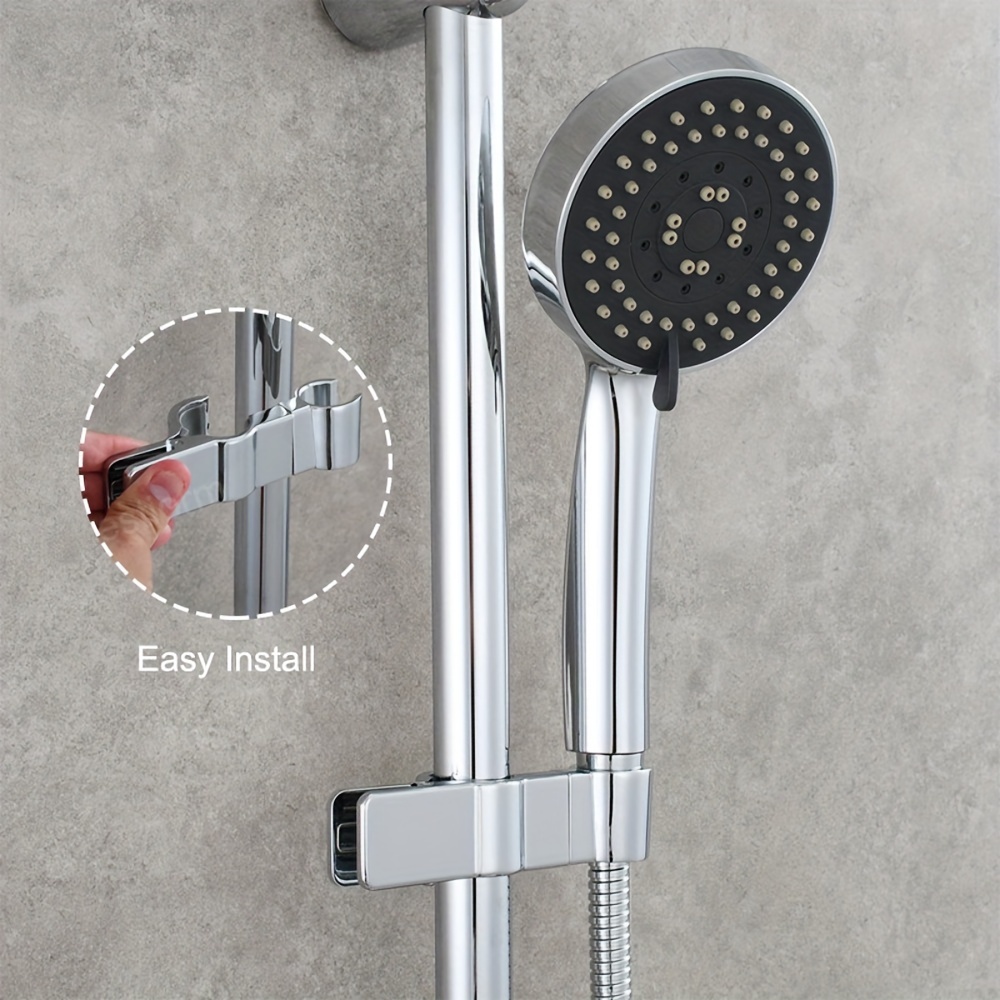 Hand Shower Holder, Shower Head Hook Adjustable Shower Bar Holder No  Drilling Shower Clamp Fits 18-25mm Rod - Stainless Steel Chrome 