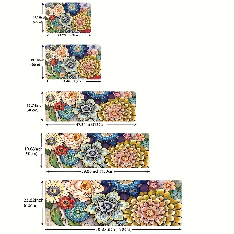 Flowers Meaty Kitchen Rug Flowers And Plants Kitchen Floor Mats