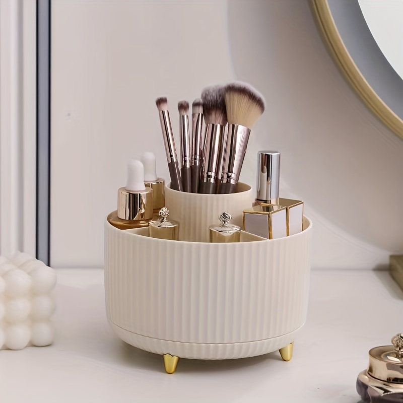 Makeup Brush Holder Organizer,360 Rotating Pencil Pen Holder Cup,5 Slot  Make Up Brushes Cup,desk Accessories