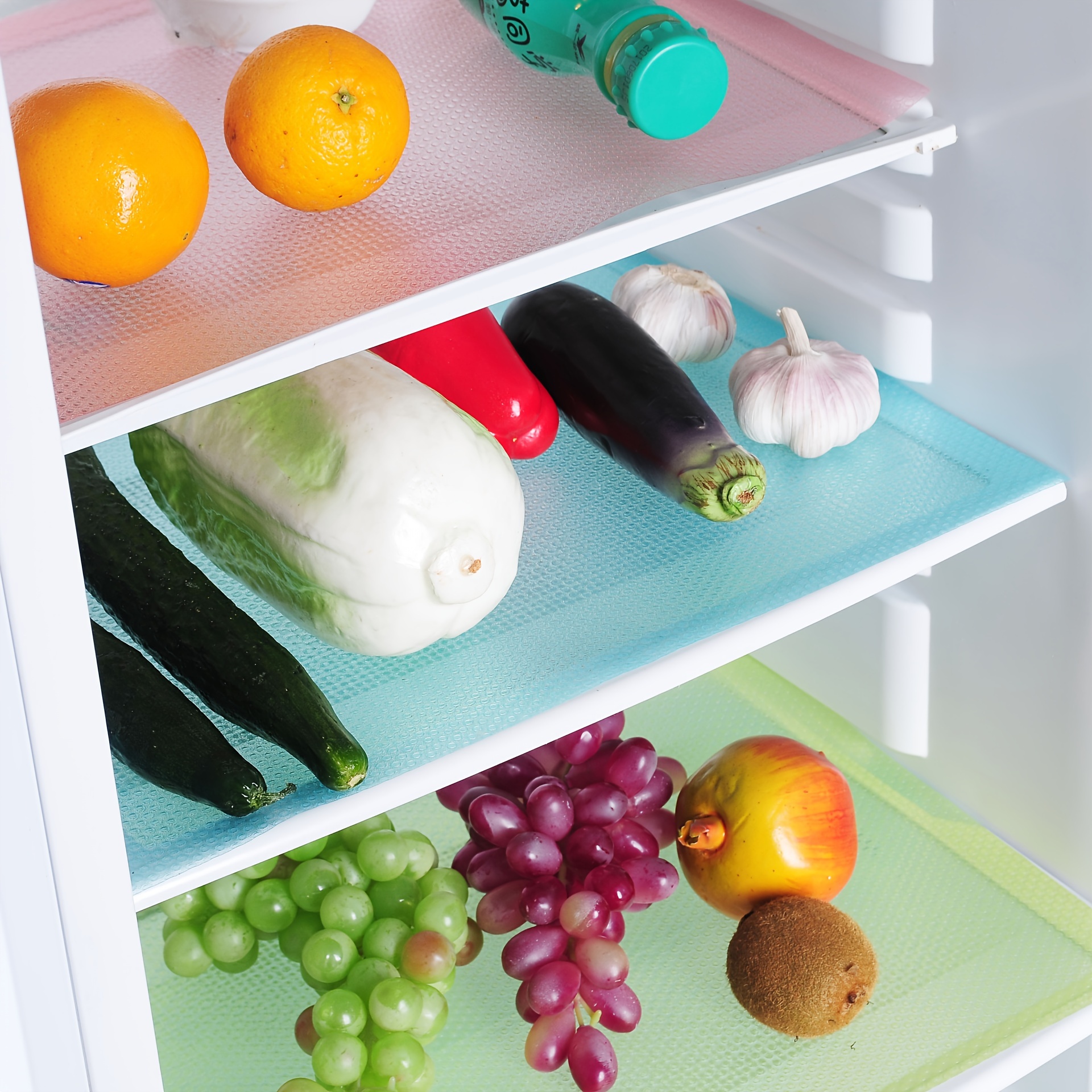 12pcs Refrigerator Mats Non-Slip Washable Silicone Liner Fridge Mat Pad  Kitchen 